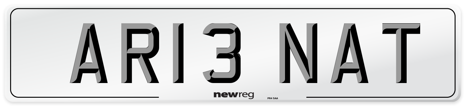 AR13 NAT Number Plate from New Reg